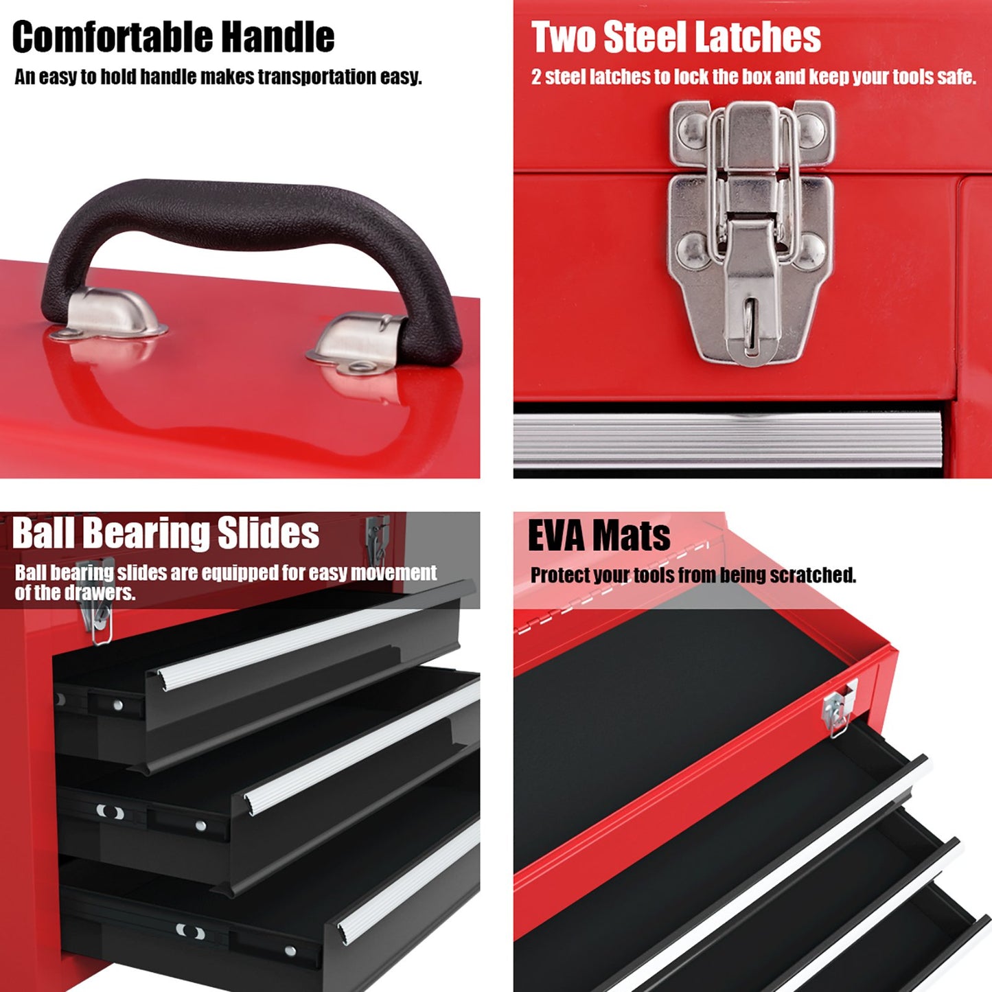 Portable Garage Mechanic Tool Cabinet Box with 3 Drawers, Black & Red Garages at Gallery Canada