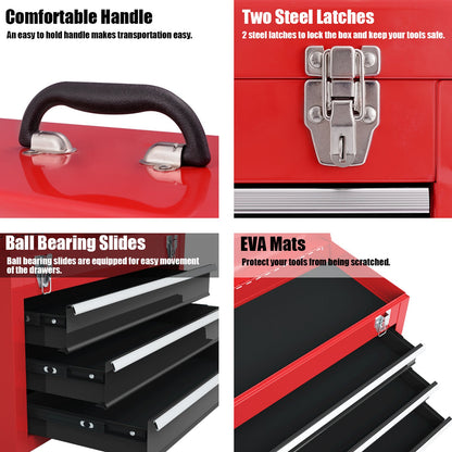 Portable Garage Mechanic Tool Cabinet Box with 3 Drawers, Black & Red Garages at Gallery Canada