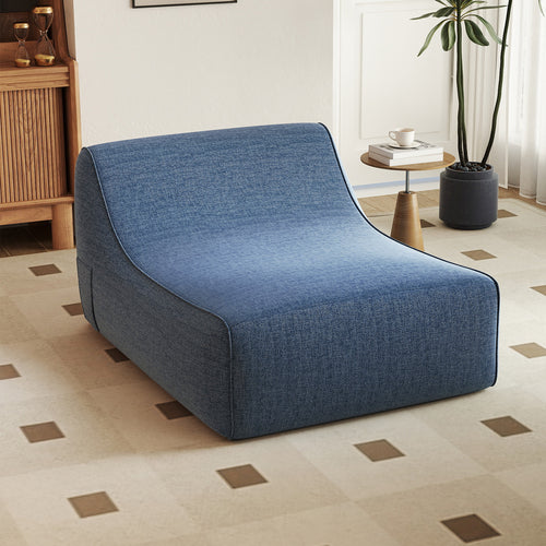 Portable L-Shaped Inflatable Lazy Sofa with Detachable Cover, Blue
