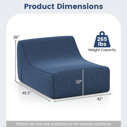 Portable L-Shaped Inflatable Lazy Sofa with Detachable Cover, Blue