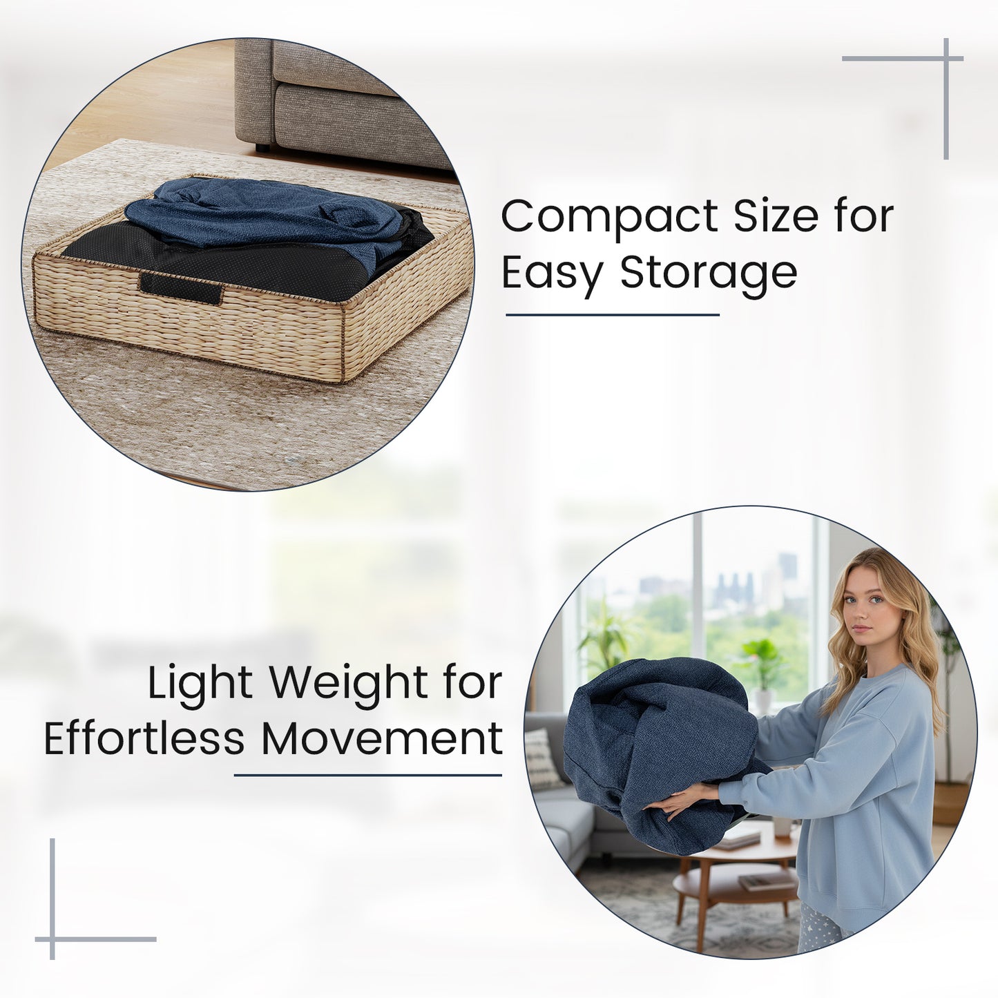 Portable L-Shaped Inflatable Lazy Sofa with Detachable Cover, Blue