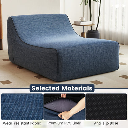 Portable L-Shaped Inflatable Lazy Sofa with Detachable Cover, Blue