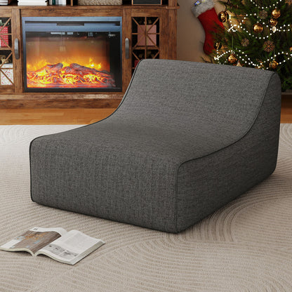 Portable L-Shaped Inflatable Lazy Sofa with Detachable Cover, Gray