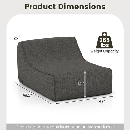 Portable L-Shaped Inflatable Lazy Sofa with Detachable Cover, Gray