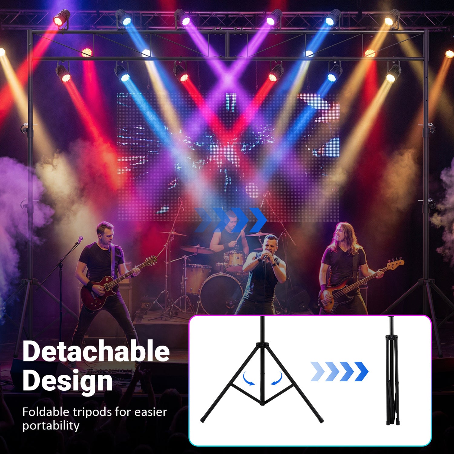 Portable Lighting Truss System Height Adjustable DJ Light Stand with 2 Folding Tripods Outdoor Decor at Gallery Canada