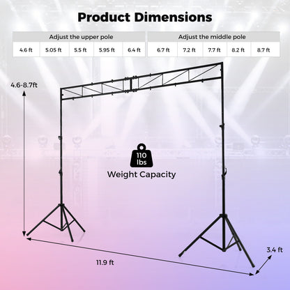 Portable Lighting Truss System Height Adjustable DJ Light Stand with 2 Folding Tripods Outdoor Decor at Gallery Canada