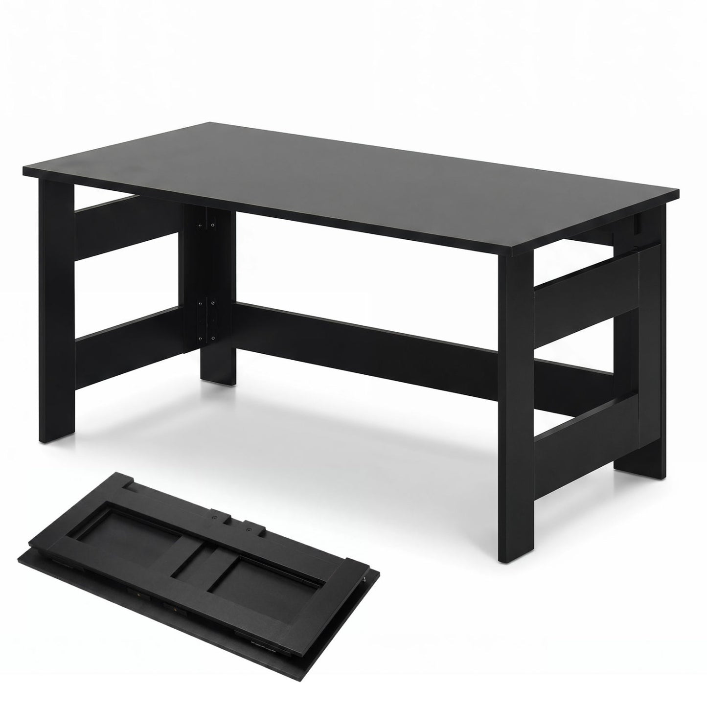 Portable Low Floor Table with Foldable Legs for Living Room, Black Coffee Tables Black at Gallery Canada