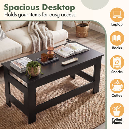 Portable Low Floor Table with Foldable Legs for Living Room, Black Coffee Tables at Gallery Canada