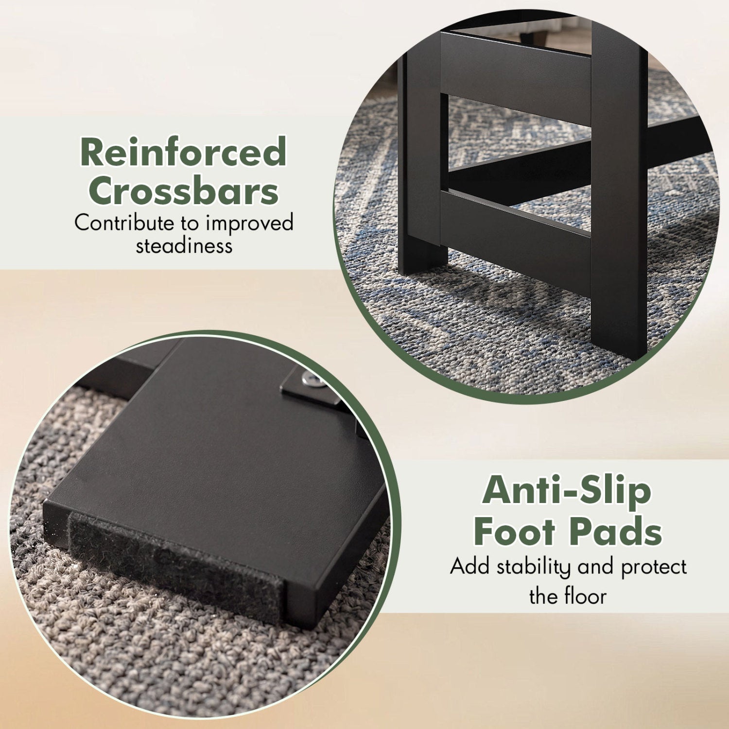 Portable Low Floor Table with Foldable Legs for Living Room, Black Coffee Tables at Gallery Canada