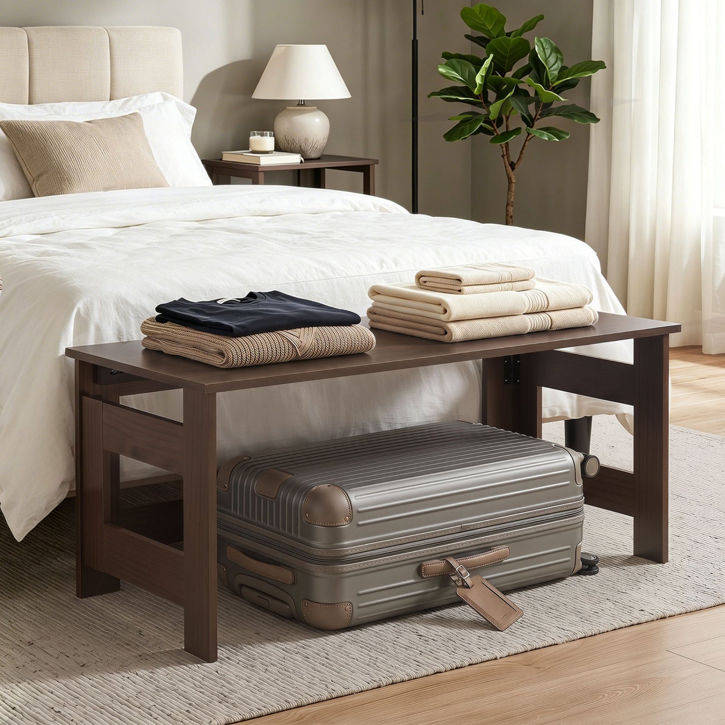 Portable Low Floor Table with Foldable Legs for Living Room, Brown Coffee Tables at Gallery Canada