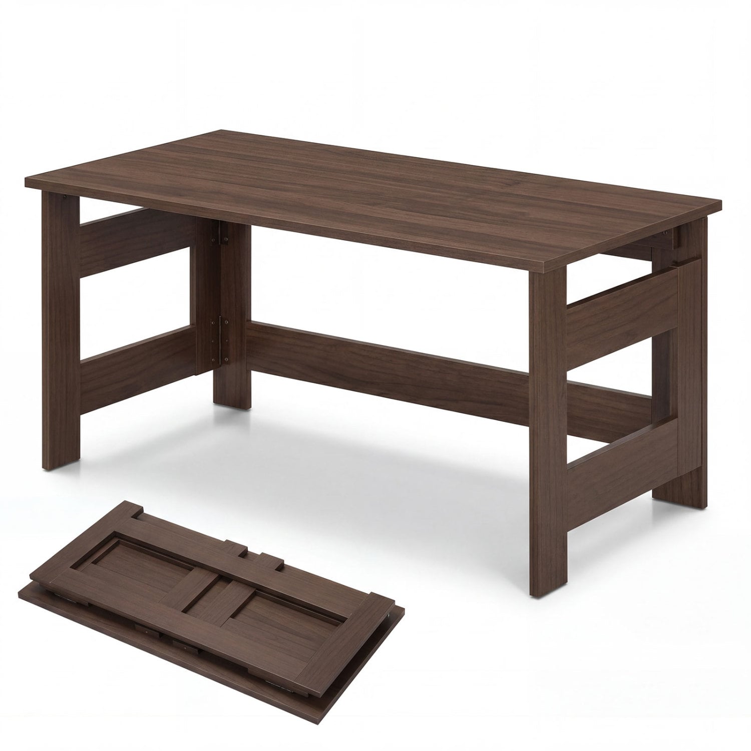 Portable Low Floor Table with Foldable Legs for Living Room, Brown Coffee Tables Brown at Gallery Canada