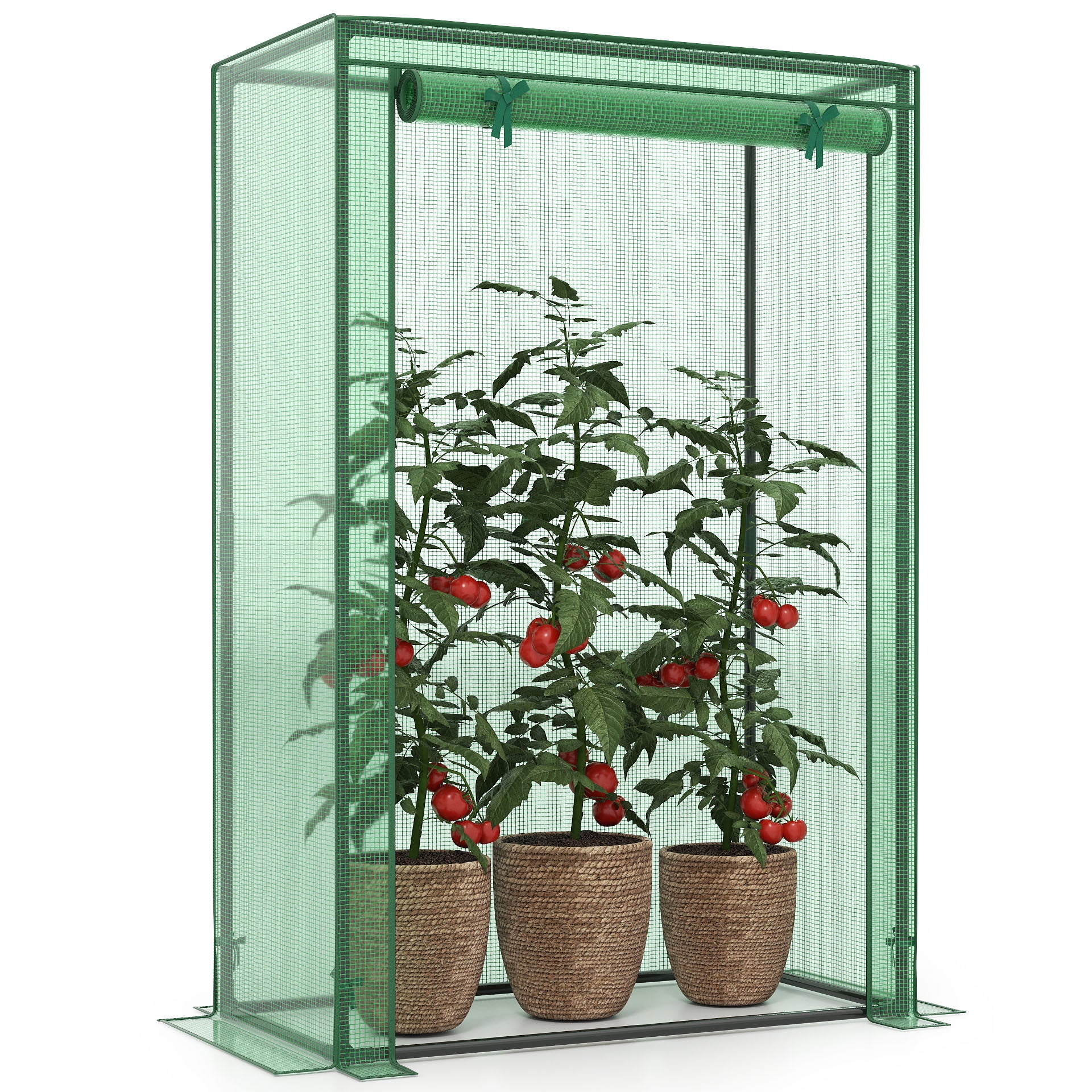 Portable Mini Greenhouse with Roll-Up Zippered Door, Green