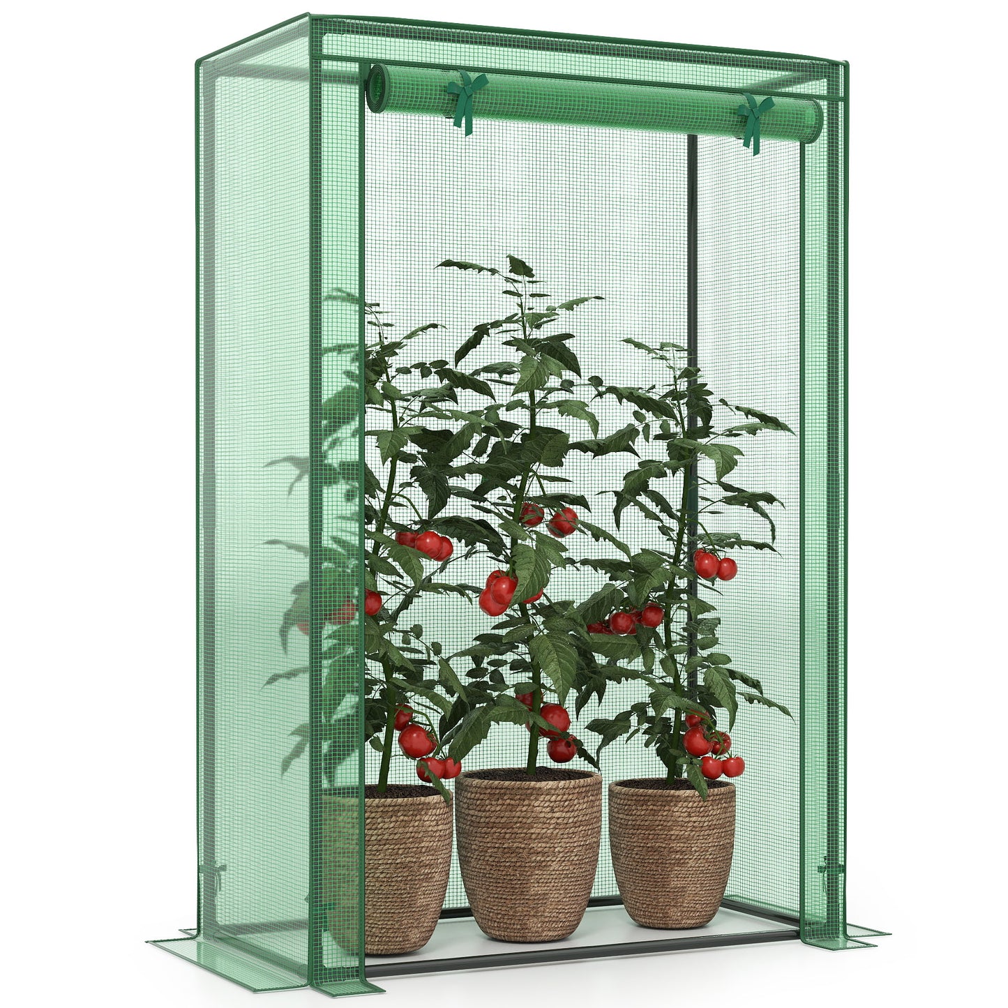 Portable Mini Greenhouse with Roll-Up Zippered Door, Green