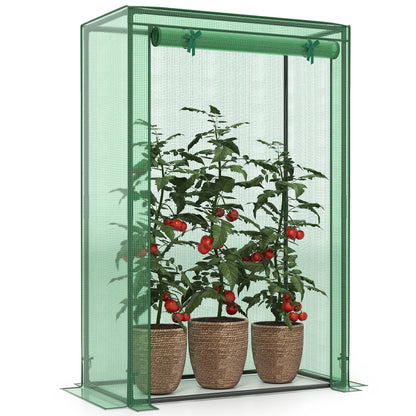 Portable Mini Greenhouse with Roll-Up Zippered Door, Green