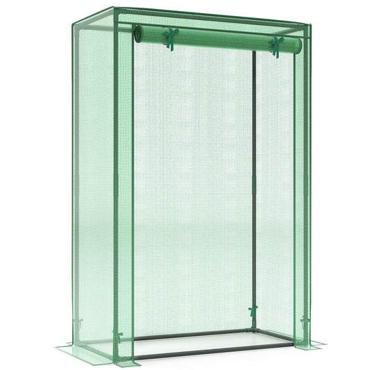 Portable Mini Greenhouse with Roll-Up Zippered Door, Green