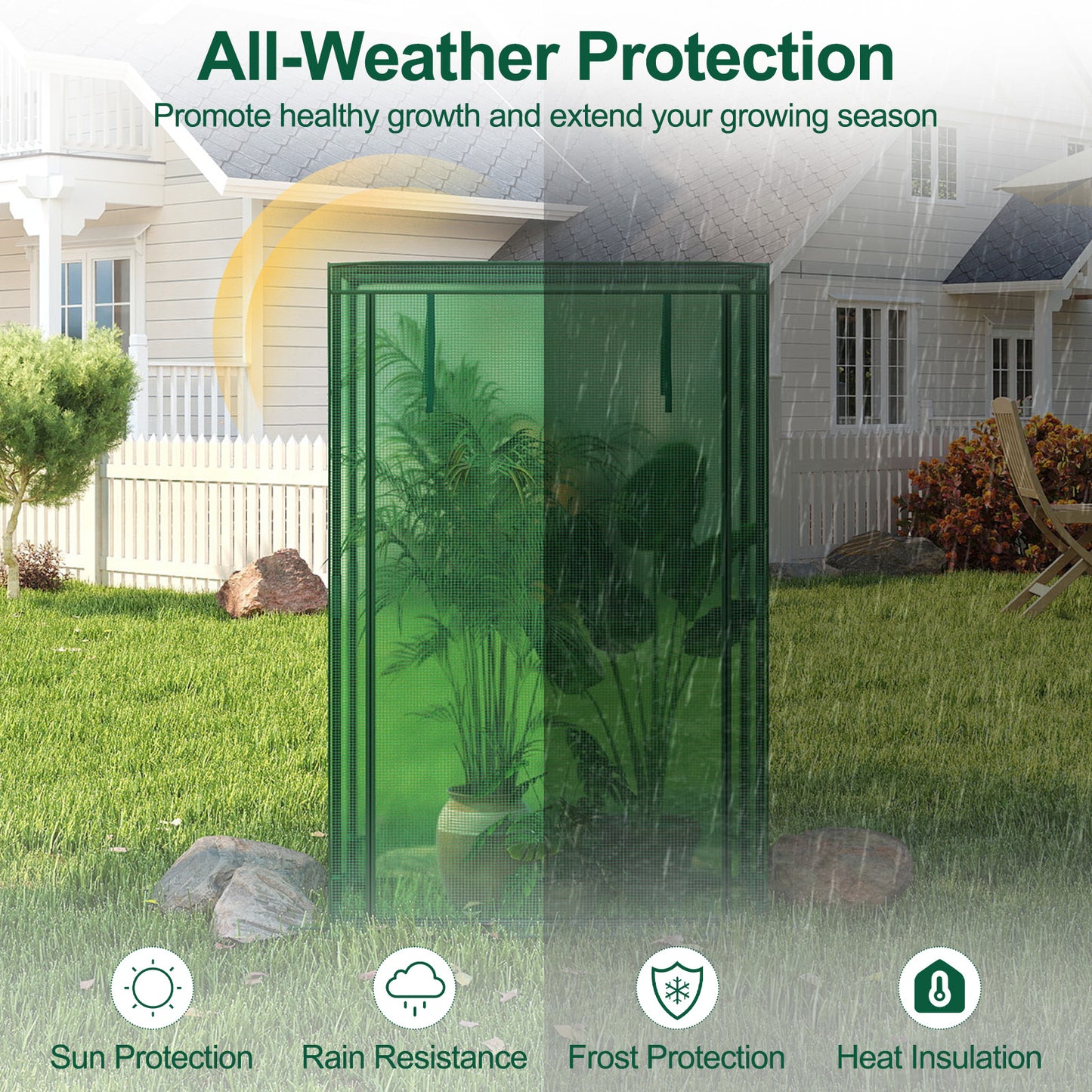 Portable Mini Greenhouse with Roll-Up Zippered Door, Green Greenhouses at Gallery Canada