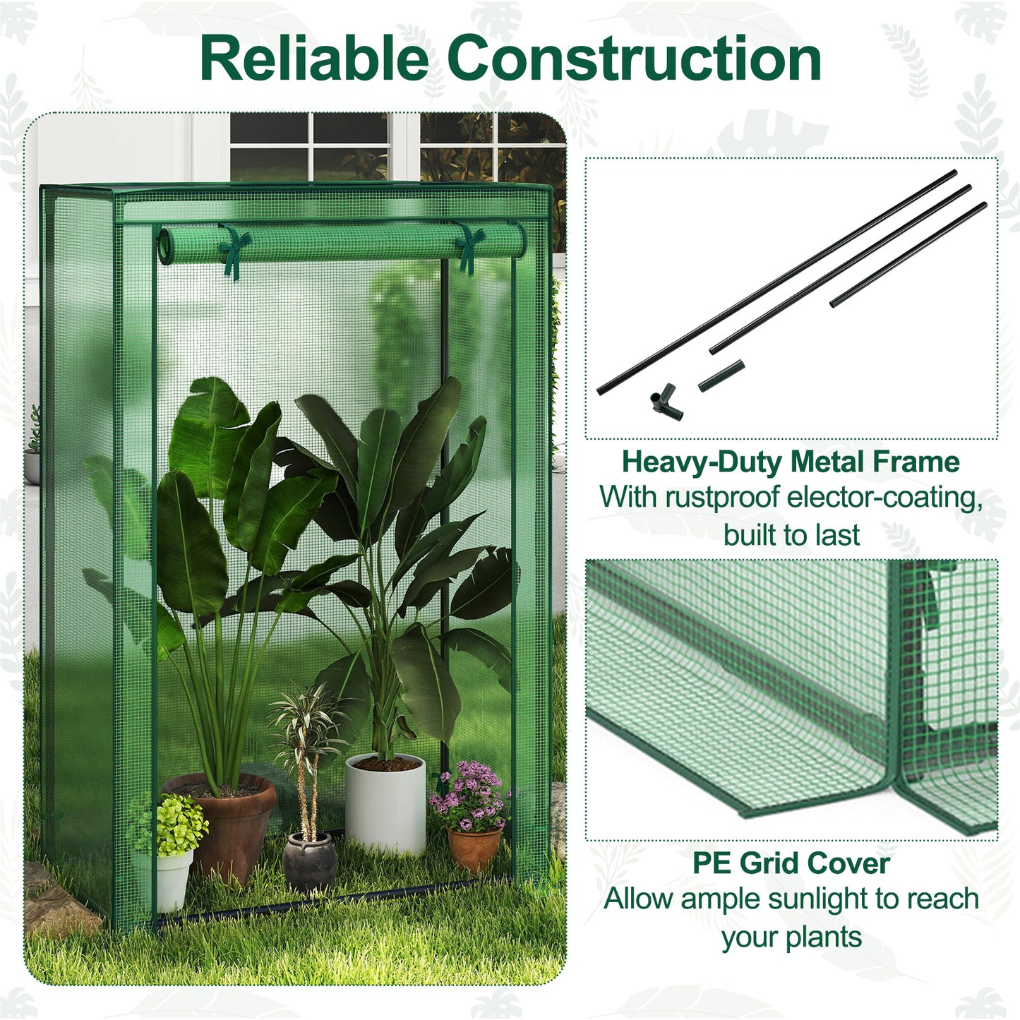 Portable Mini Greenhouse with Roll-Up Zippered Door, Green Greenhouses at Gallery Canada