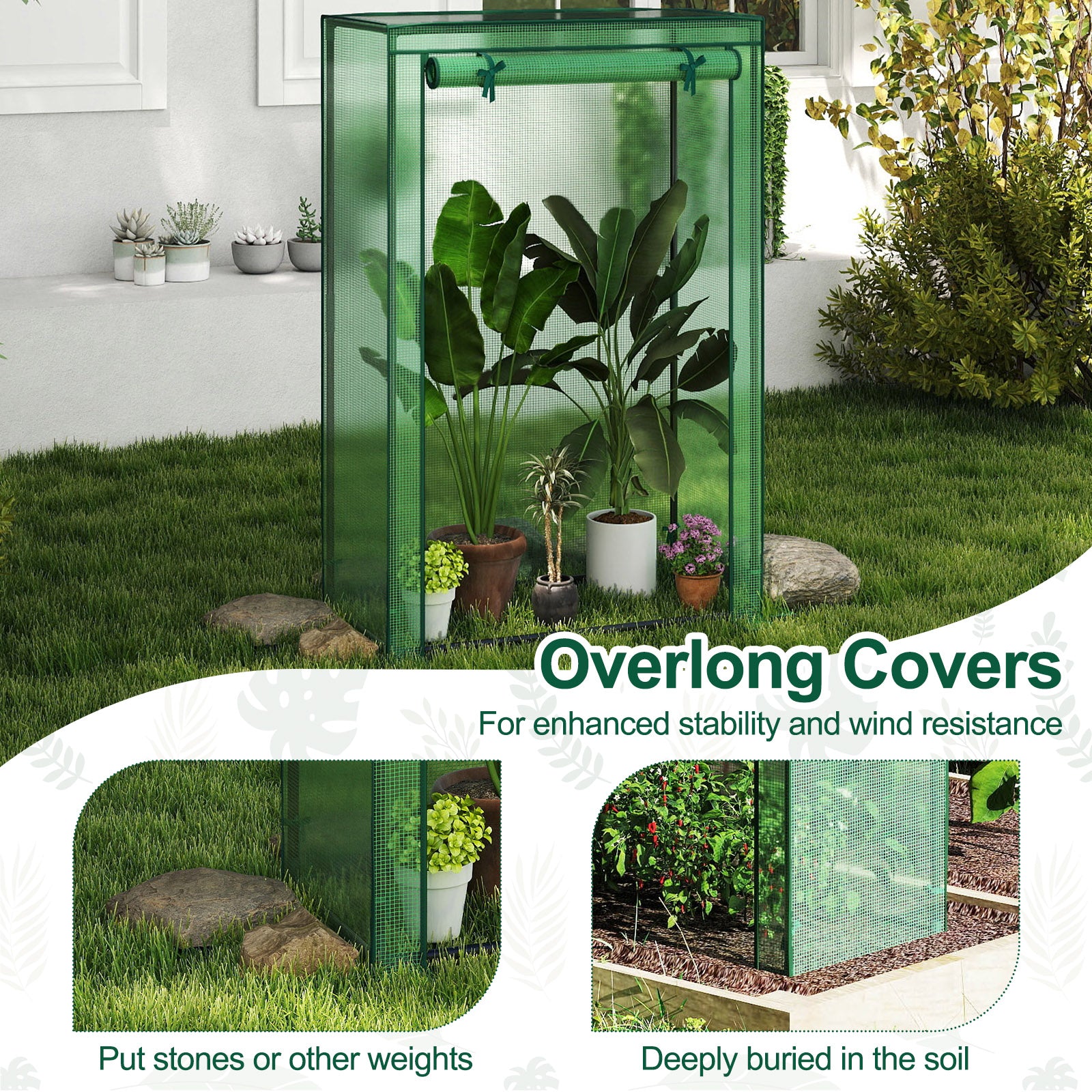 Portable Mini Greenhouse with Roll-Up Zippered Door, Green Greenhouses at Gallery Canada