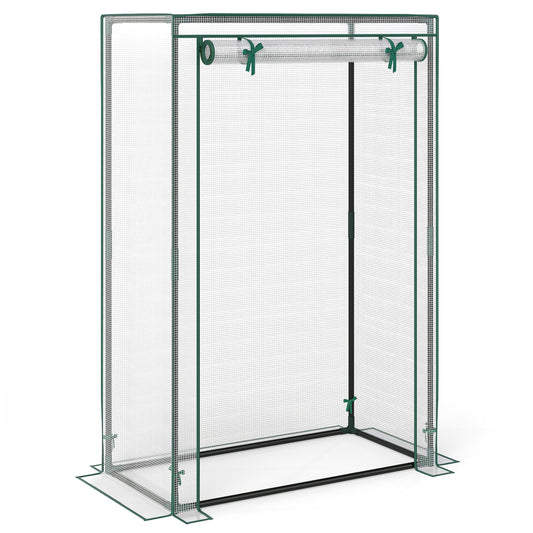 Portable Mini Greenhouse with Roll-Up Zippered Door, White Greenhouses White at Gallery Canada