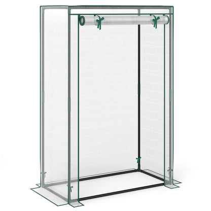 Portable Mini Greenhouse with Roll-Up Zippered Door, White Greenhouses White at Gallery Canada