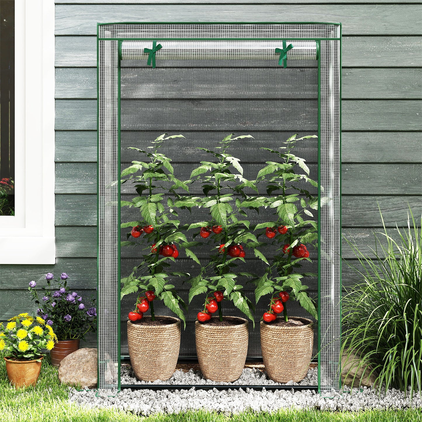 Portable Mini Greenhouse with Roll-Up Zippered Door, White Greenhouses at Gallery Canada