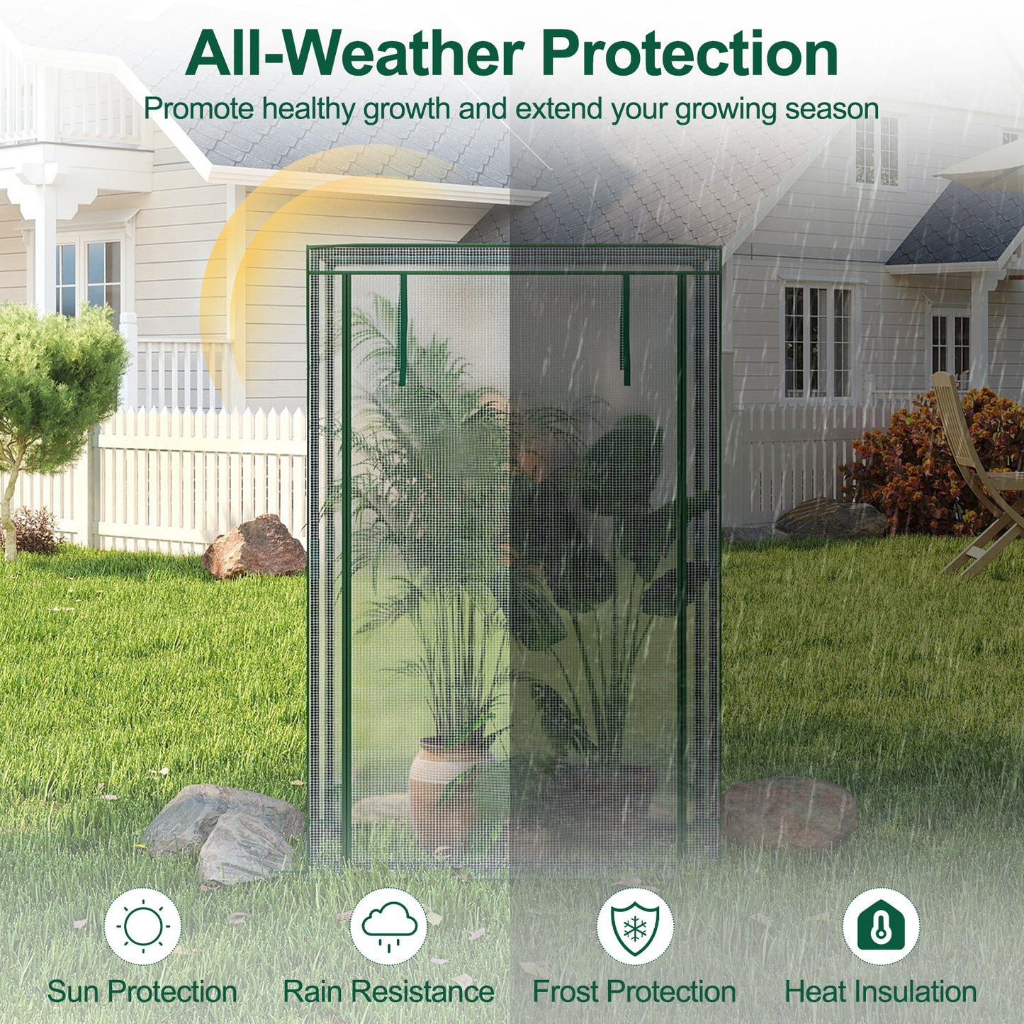 Portable Mini Greenhouse with Roll-Up Zippered Door, White Greenhouses at Gallery Canada