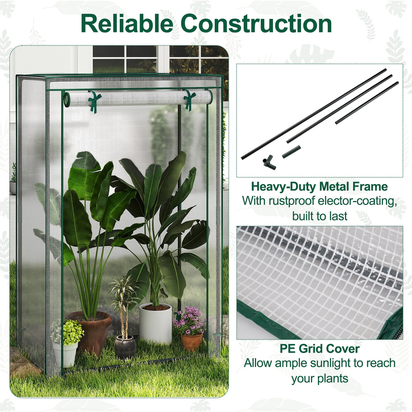Portable Mini Greenhouse with Roll-Up Zippered Door, White Greenhouses at Gallery Canada