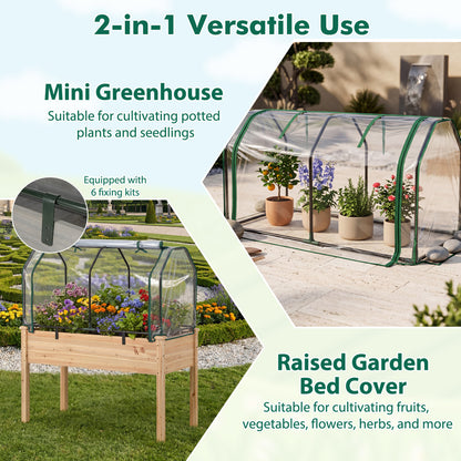 Portable Mini Greenhouse, PE Cover, Zippered Door, Green