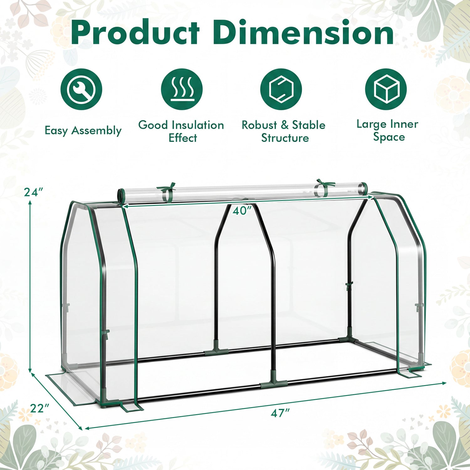Portable Mini Greenhouse, PE Cover, Zippered Door, Green Greenhouses at Gallery Canada