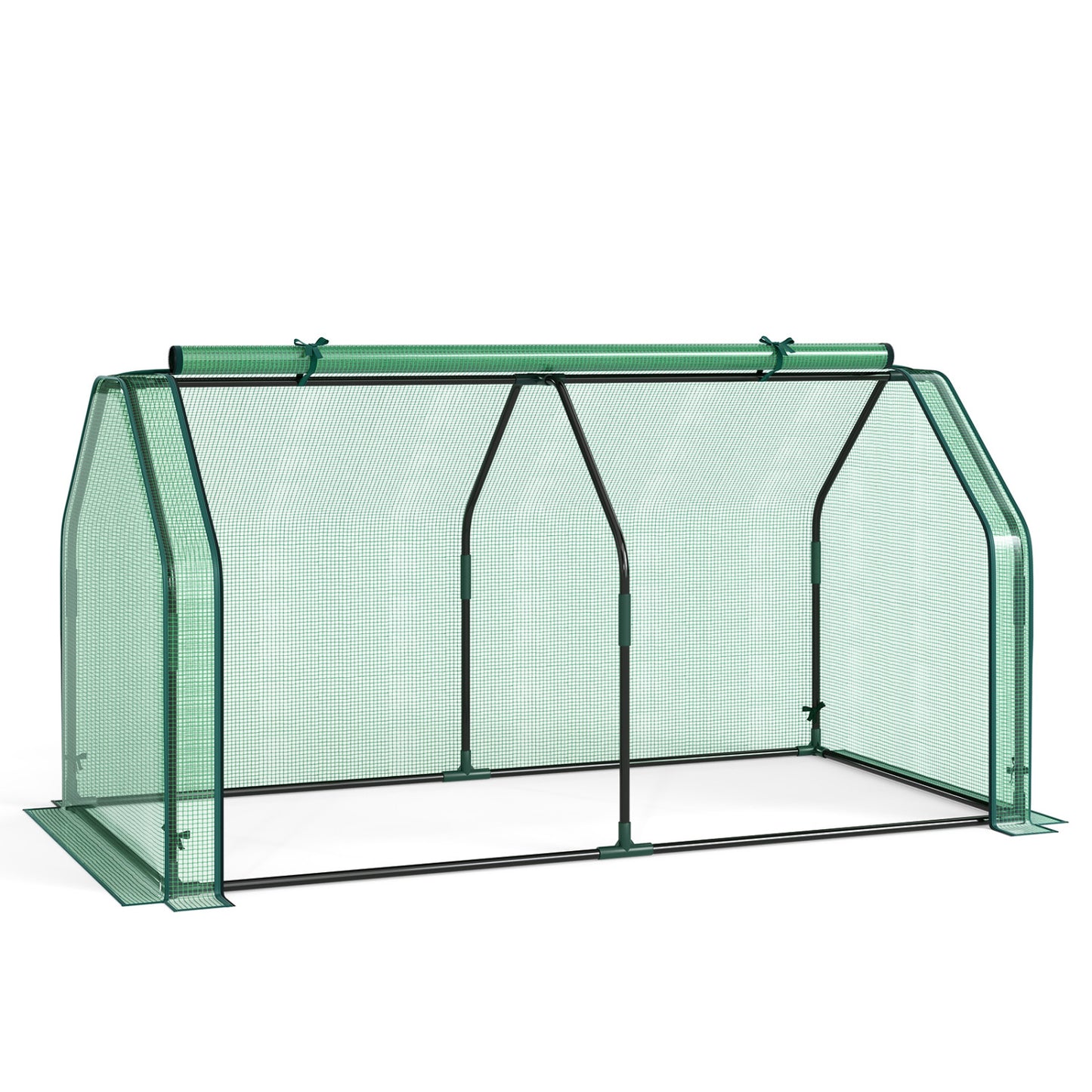 Serre miniature portable avec couverture en PE, porte à fermeture éclair, verte
