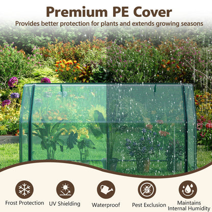 Serre miniature portable avec couverture en PE, porte à fermeture éclair, verte