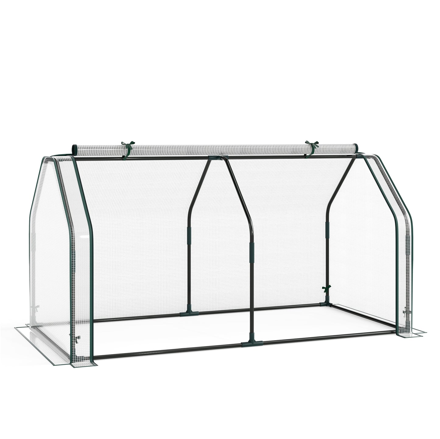Serre miniature portable avec couverture en PE et porte à fermeture éclair, blanc