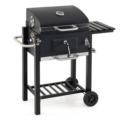 Portable BBQ Grill, Adjustable Charcoal Tray, Wheels, Black Outdoor at Gallery Canada