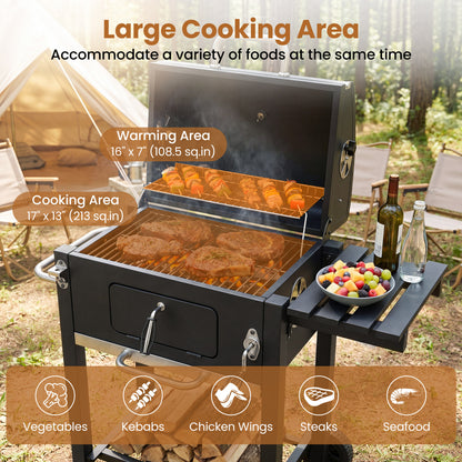 Portable BBQ Grill, Adjustable Charcoal Tray, Wheels, Black Outdoor at Gallery Canada