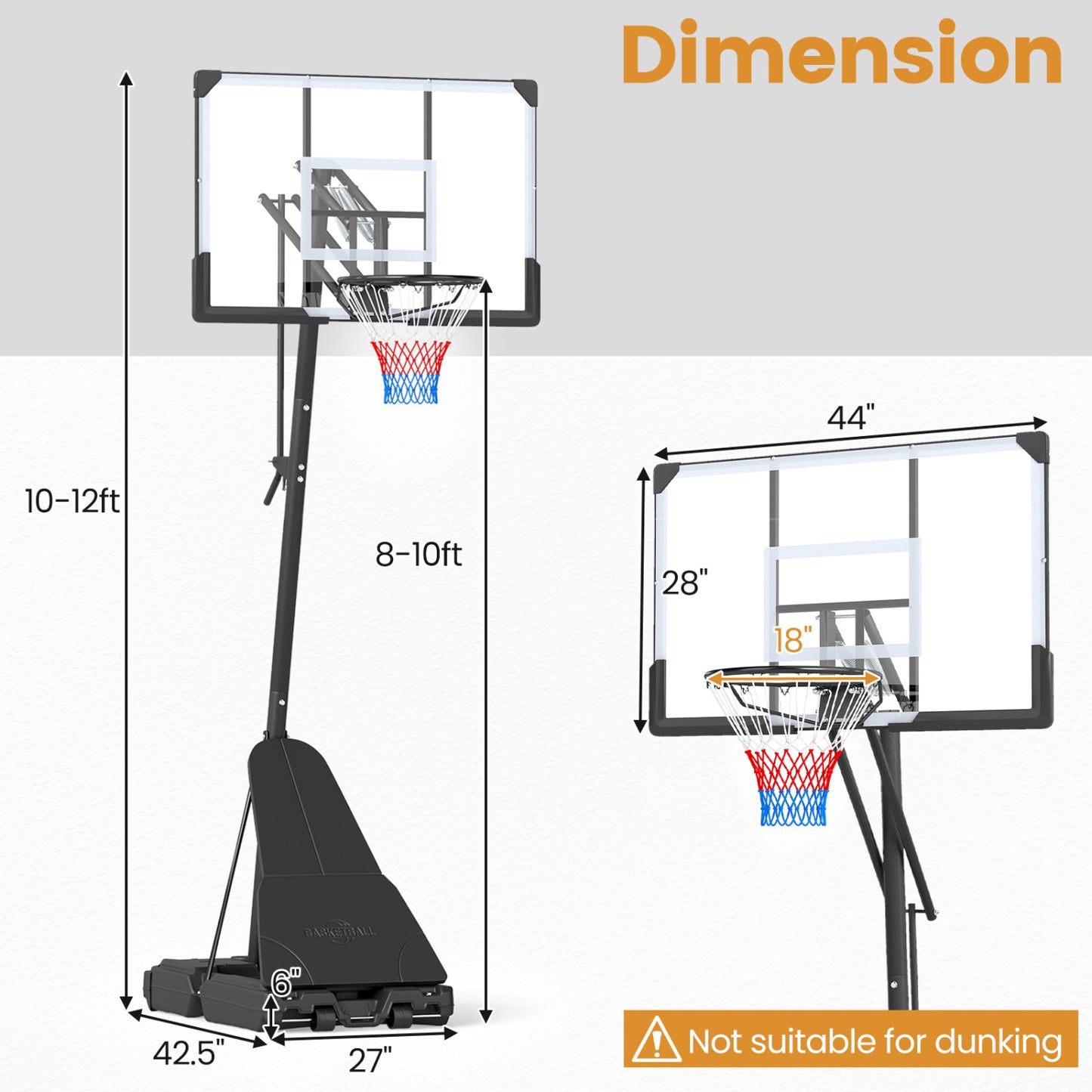 Portable Basketball Hoop, Adjustable Goal System Sport Equipments at Gallery Canada