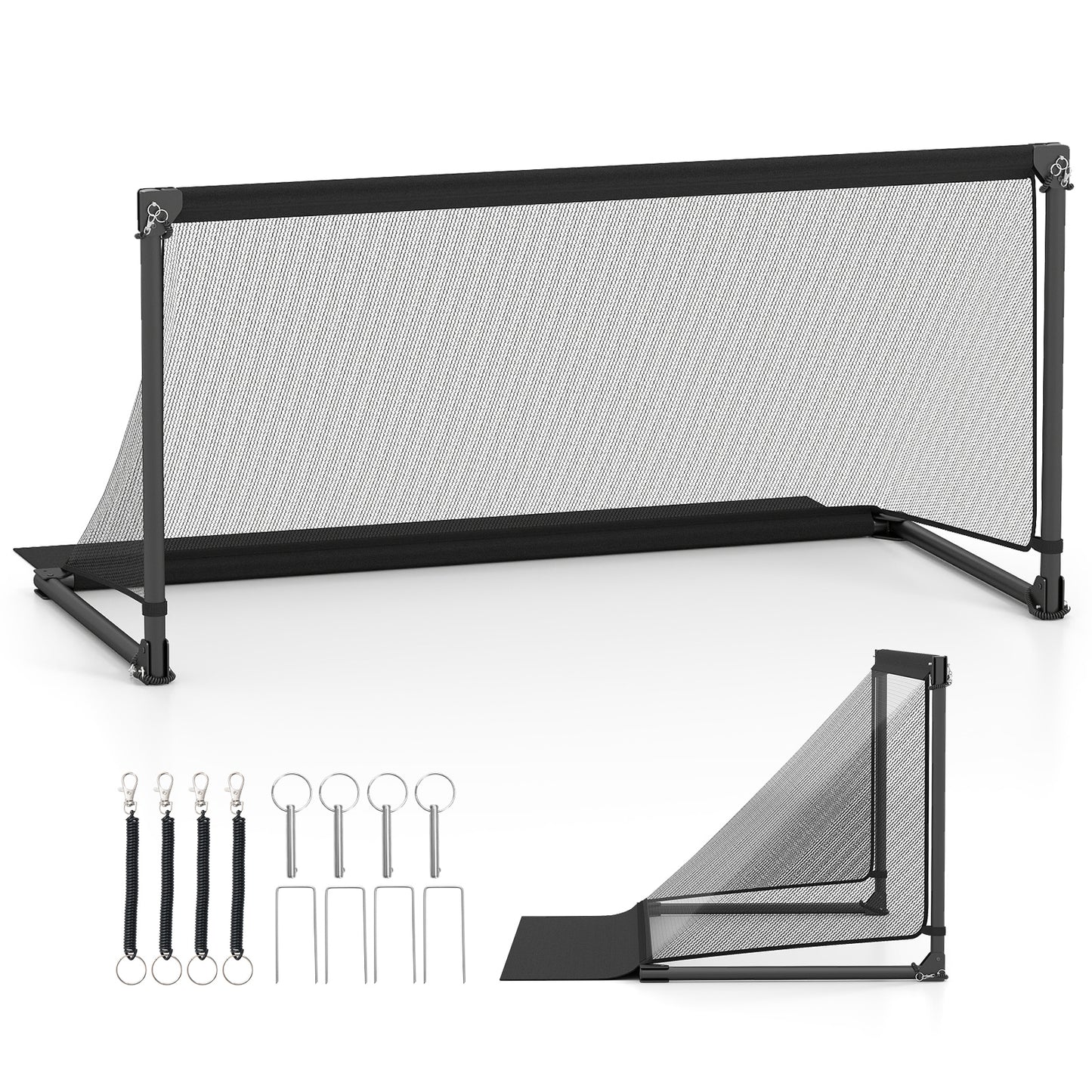 Portable POP Up Toddler Soccer Net with Metal Frame-L, Black