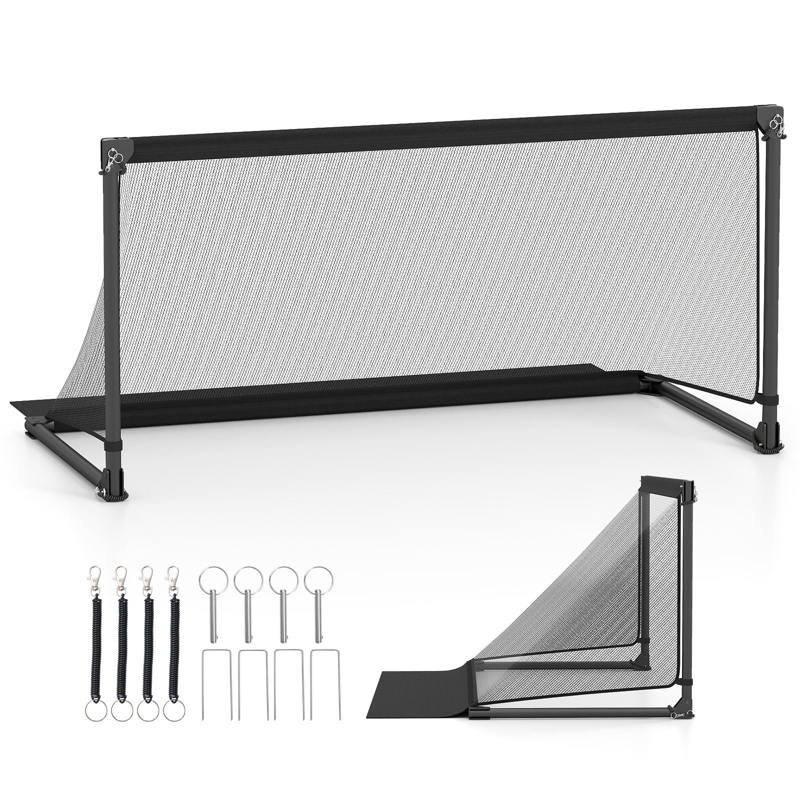 Portable POP Up Toddler Soccer Net with Metal Frame-L, Black Sport Equipments Black at Gallery Canada