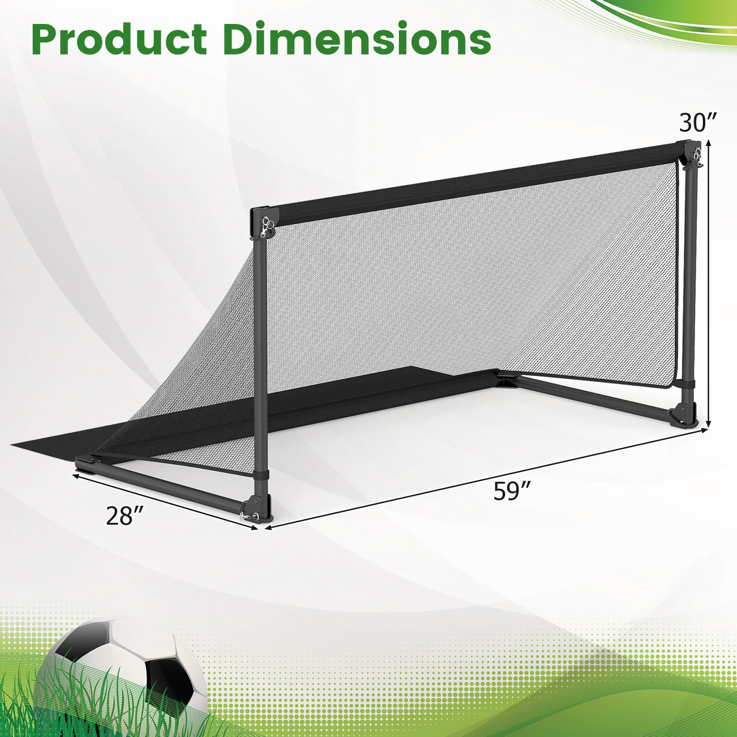 Portable POP Up Toddler Soccer Net with Metal Frame-L, Black