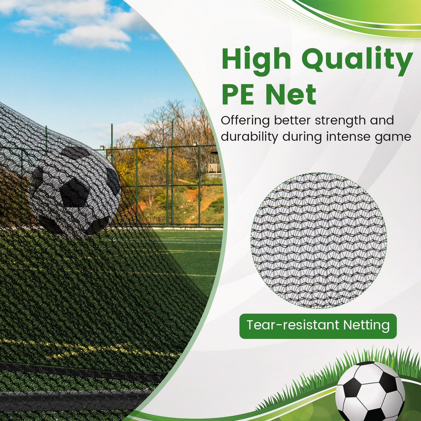 Portable POP Up Toddler Soccer Net with Metal Frame-L, Black