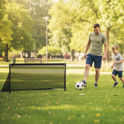 Portable POP Up Toddler Soccer Net with Metal Frame-M, Black