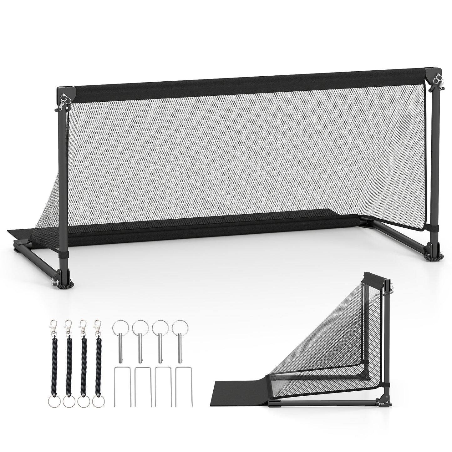 Portable POP Up Toddler Soccer Net with Metal Frame-M, Black