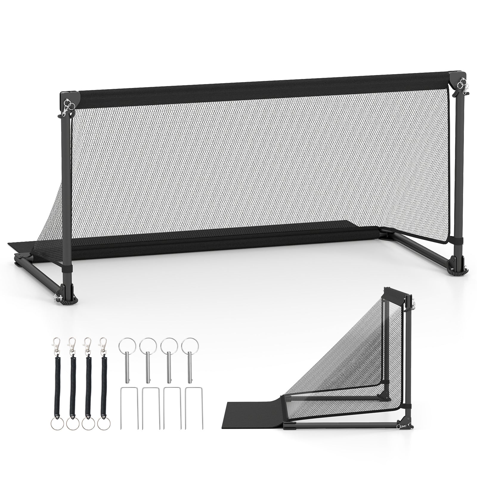 Portable POP Up Toddler Soccer Net with Metal Frame-M, Black Sport Equipments Black at Gallery Canada