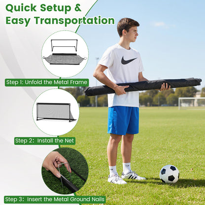 Portable POP Up Toddler Soccer Net with Metal Frame-M, Black