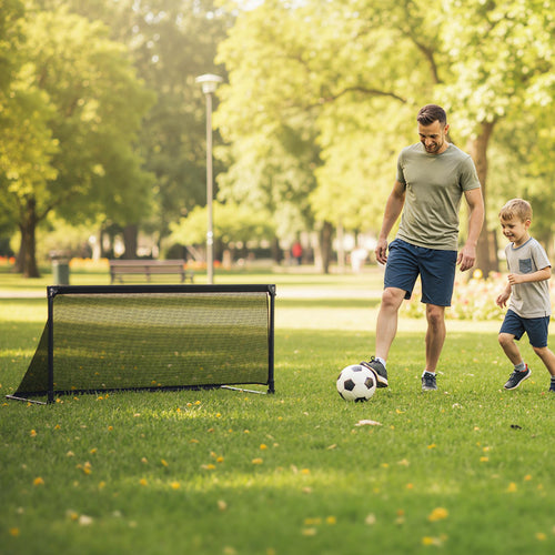 Portable POP Up Toddler Soccer Net with Metal Frame-S, Black