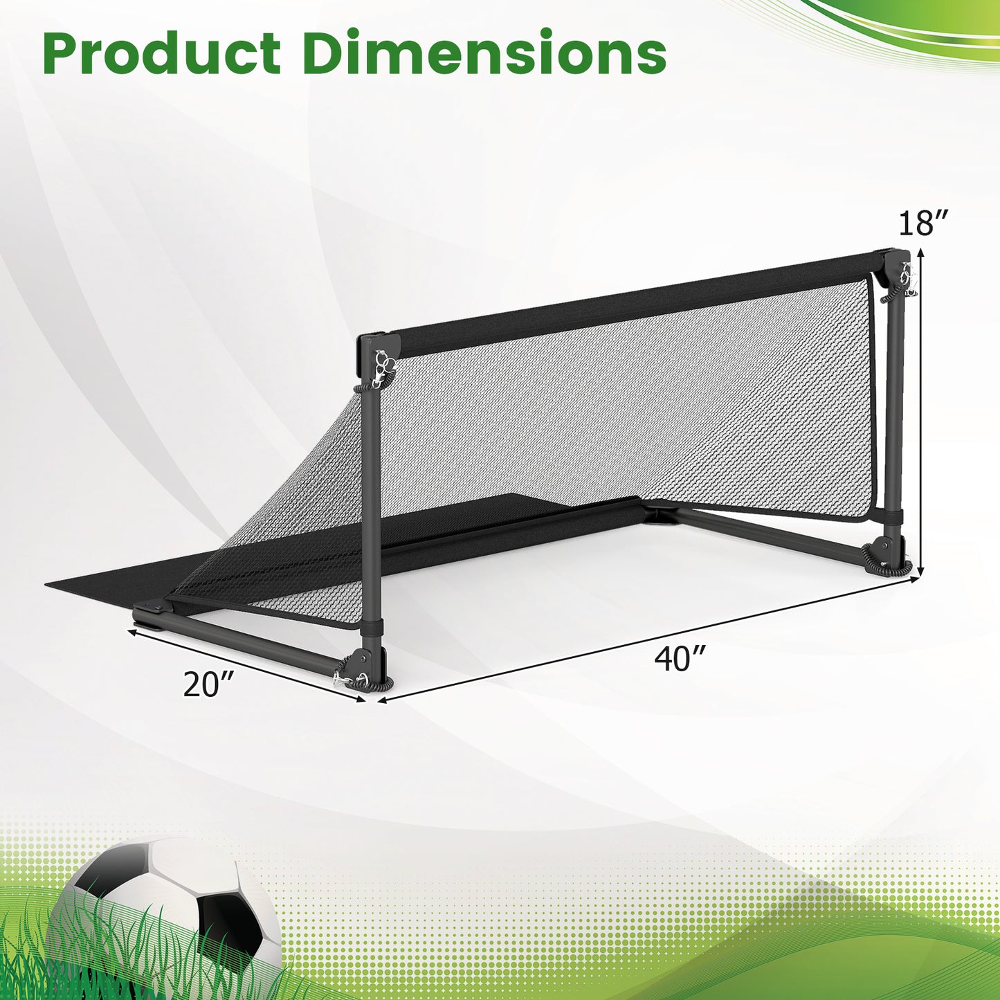 Portable POP Up Toddler Soccer Net with Metal Frame-S, Black