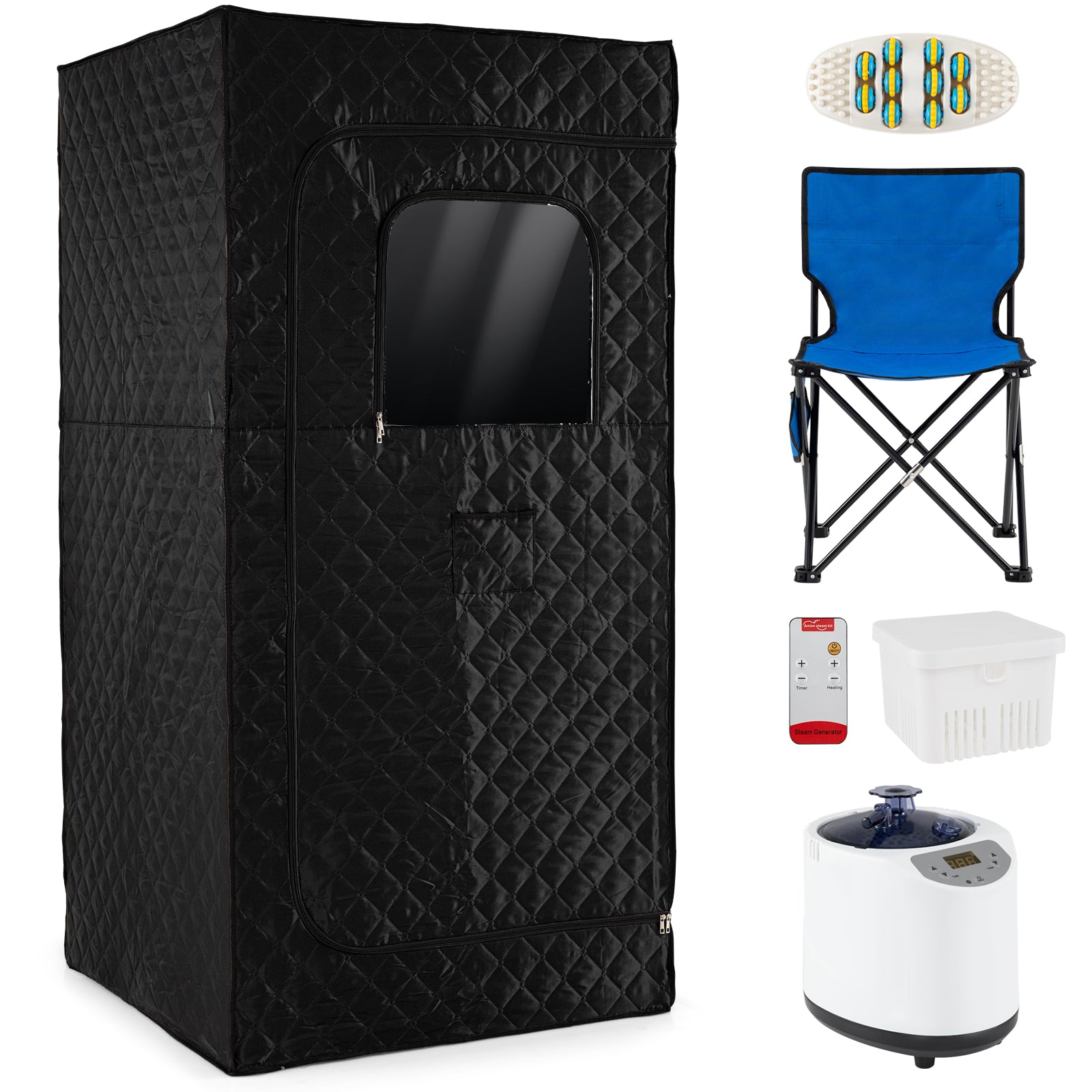 Portable Steam Sauna Box with 3L/1200W Fast-Heat Steamer and 15-Level Temperature, Black Sauna at Gallery Canada