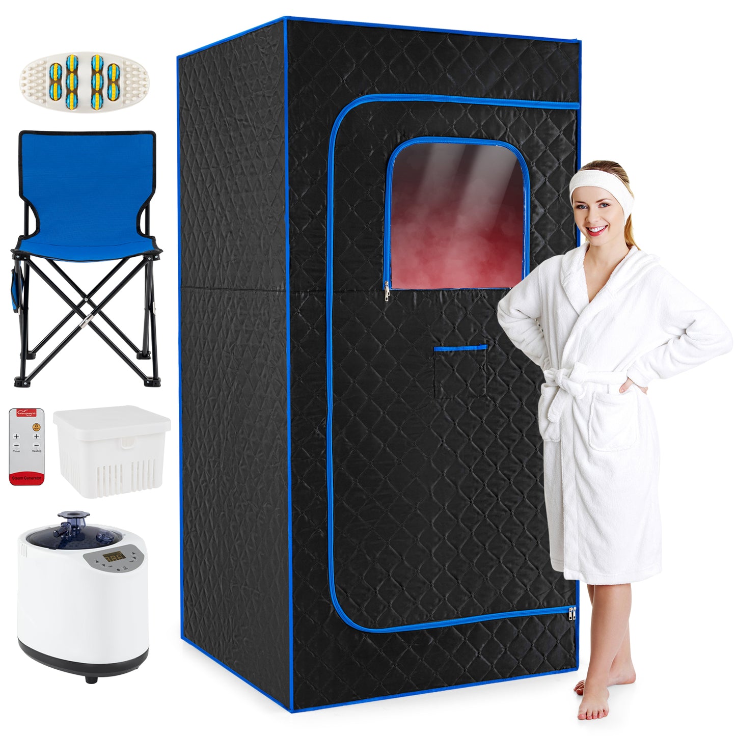 Portable Steam Sauna Box with 3L/1200W Fast-Heat Steamer and 15-Level Temperature, Blue Sauna at Gallery Canada