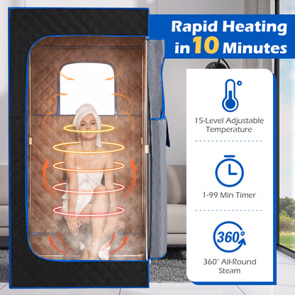 Portable Steam Sauna Box with 3L/1200W Fast-Heat Steamer and 15-Level Temperature, Blue Sauna at Gallery Canada
