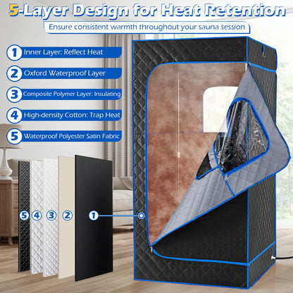 Portable Steam Sauna Box with 3L/1200W Fast-Heat Steamer and 15-Level Temperature, Blue Sauna at Gallery Canada