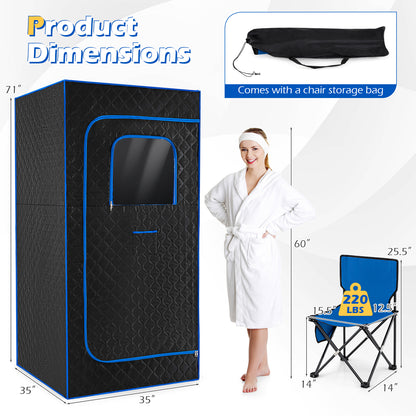 Portable Steam Sauna Box with 3L/1200W Fast-Heat Steamer and 15-Level Temperature, Blue Sauna at Gallery Canada
